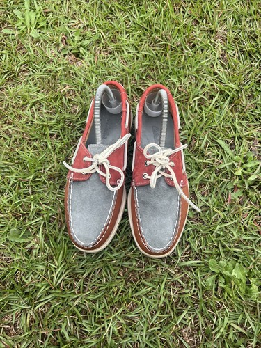 Cabela’s Brown Red Gray Leather Moccasins Boat Shoes Women Size 9 - Picture 10 of 14