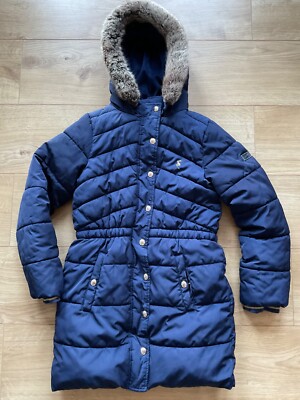 JOULES GIRL'S HARTWELL NAVY BLUE PADDED JACKET, LITTLE WORN, AGE 10  UK