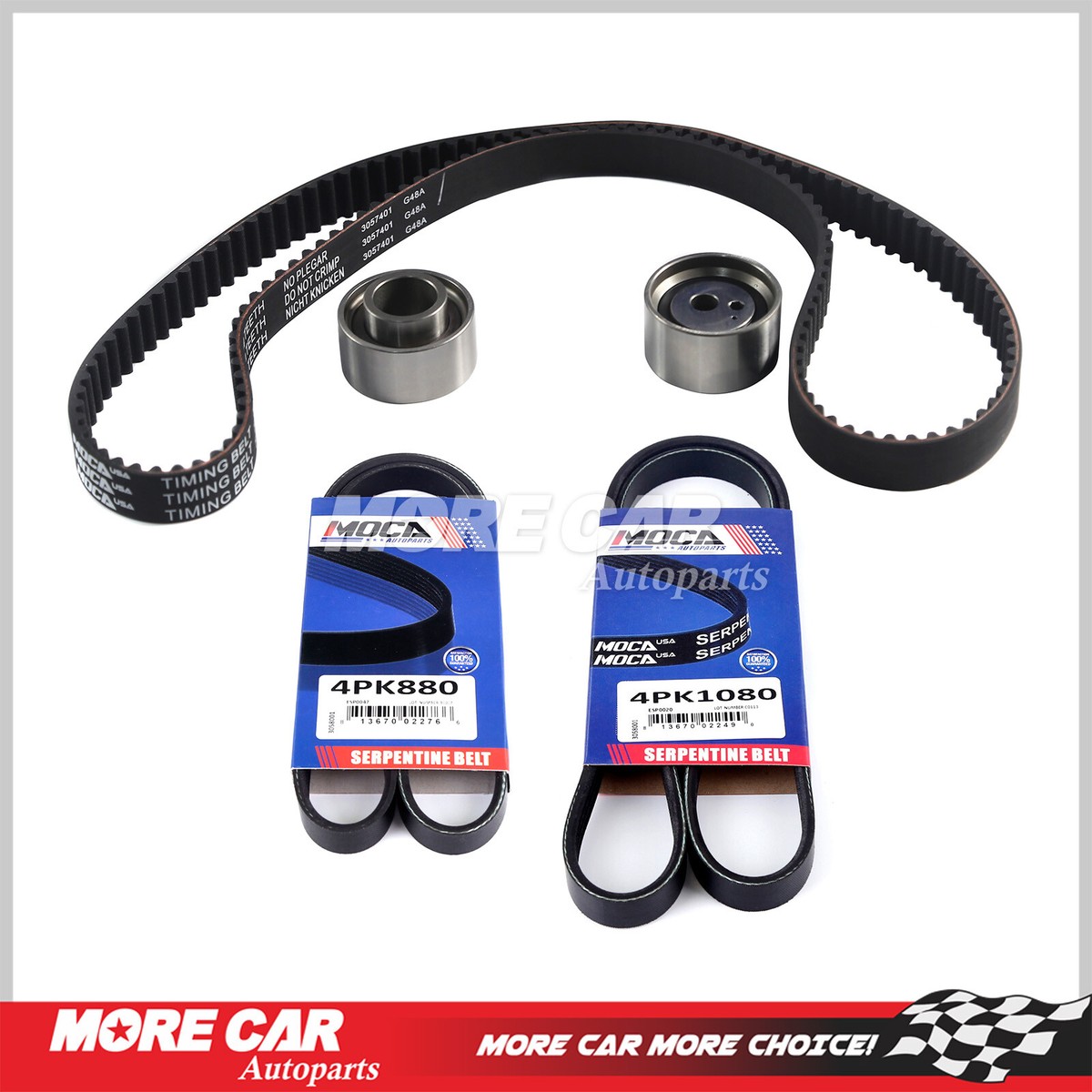 Timing Belt Kit 2X EPDM Serpentine Belt 4PK1080 4PK880 for