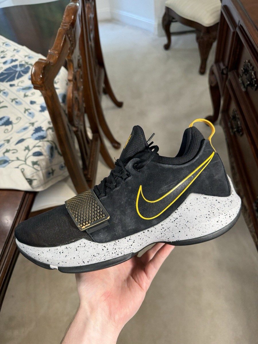 Nike Paul George PG 1 Black Gold Men's Basketball Shoes Size 13.5