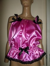 DEEP PINK  SATIN CAMSOLE TOP  BLACK LACE TRIM & BOWS 35-50" CHEST 