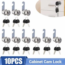 10 Packs Cabinet Locks Tubular Cam Lock for RV Camper Cabinet Toolbox Alike Key