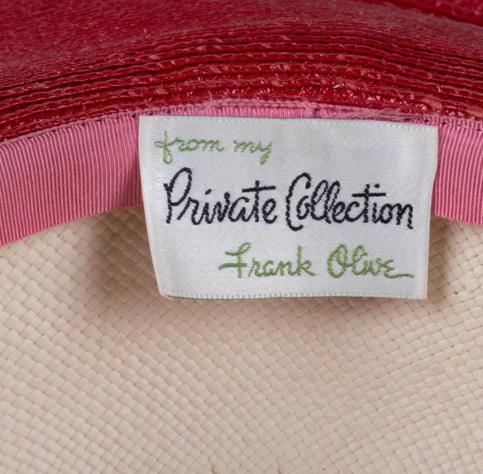 VTG 20th Century Frank Olive Straw Hat - Wide Red Brim with Cream Crown - Image 4 of 4