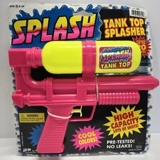 SPLASH Tank Top Splasher Pink & Yellow Blaster 1999 Ja-Ru Water Toy Gun Pistol