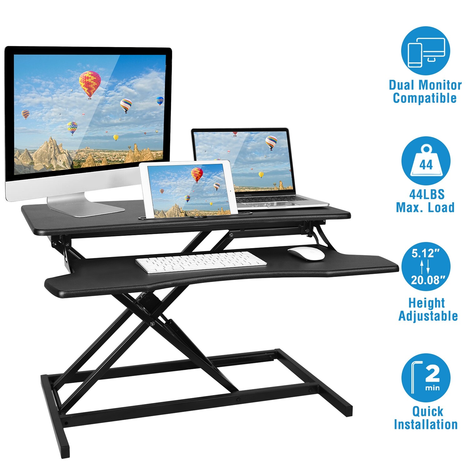 Height Adjustable Desk Monitor Home Office Standing Workstation Portable Table