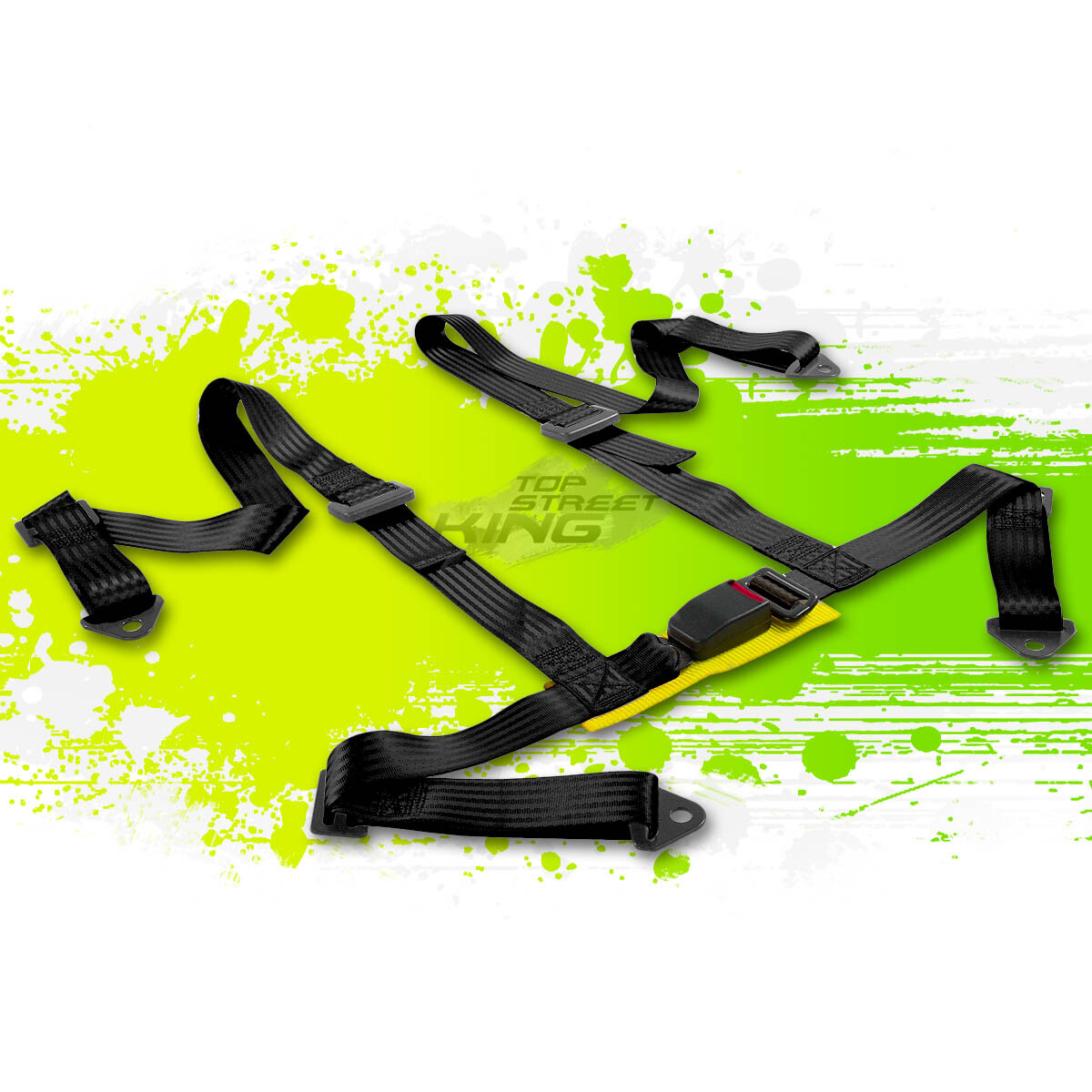 BLACK 2" ADJUSTABLE NYLON STRAP RACING SEAT BELTS/BELT SAFETY HARNESS 4