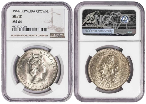 i-650674 Bermuda 1 Crown 1964. NGC MS 64