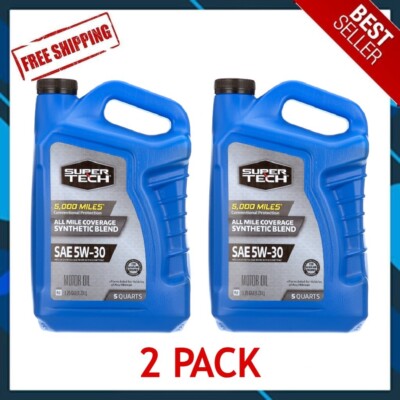  COMBO 2 PACK  Super Tech All Mileage Synthetic Blend Motor Oil SAE 5W-30, 5qt