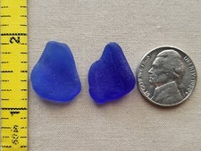 GENUINE BEACH SEA GLASS SURF TUMBLED COBALT BLUE FROSTED MEDIUM CURVE SHAPE D1