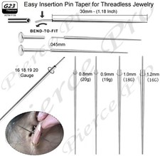 4pcs Titanium Piercing Jewelry Taper Insert Pin 16g 18g 19g 20g Handle