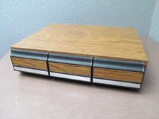 Cassette Tape Storage Case - 42 Tape Holder Faux Wood 3 Drawer Cabinet Vintage