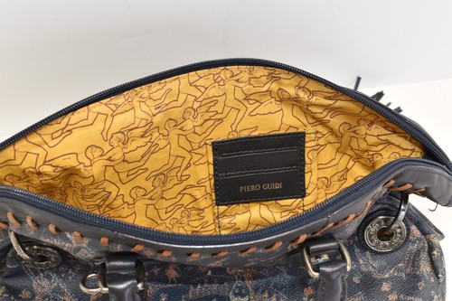 Piero Guidi Magic Circus Deserto Dipinto Handbag Black Leather All Over Print - Picture 4 of 8