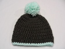 GRAY  SEAFOAM - NEWBORN INFANT - ONE SIZE STOCKING CAP BEANIE HAT 