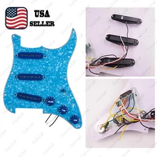 Prewired-Loaded SSS Pickguard Ceramic Pickups For Strat Pale Blue Pearl&DBlue