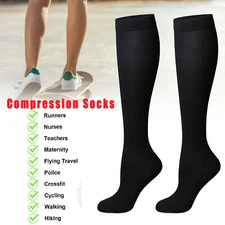Women 15-20 mmhg Compression Cotton Knee Trouser Socks Supports Comfort Shape