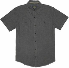 Grizzly Mountain Men's Short Sleeve Woven Shirt ,Dark Grey, L