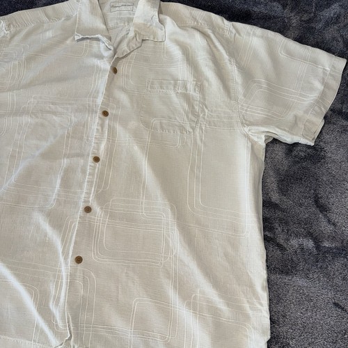 Tommy Bahama Shirt Men 2XL Beige Silk Short Sleeve Button Up - Picture 4 of 15