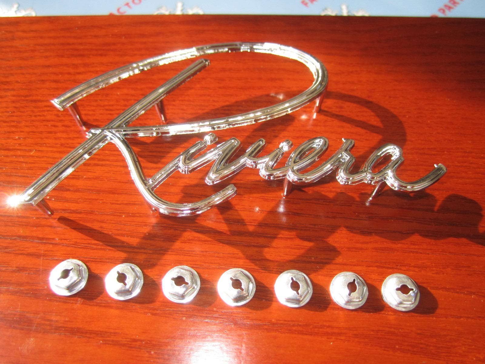 19631967 Buick Riviera Fender & Hood Script Emblem Chrome OEM