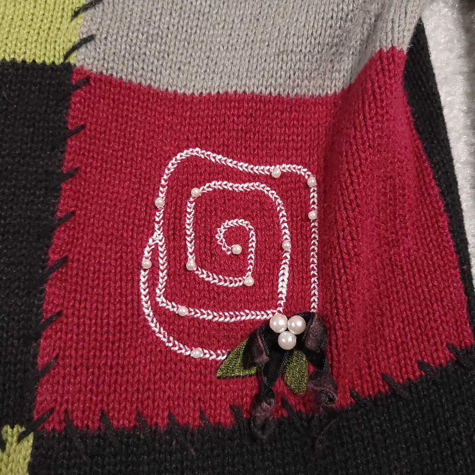 Breckenridge Cardigan Sweater Women's 1X Plus Button Up Knit Patch Pearls - Image 4 of 4