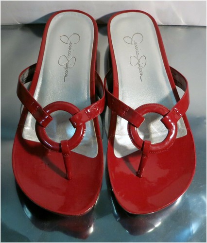 Jessica Simpson JS - Florie Mesh Red Thong Style Flats / Sandals Size 7B - Picture 3 of 10