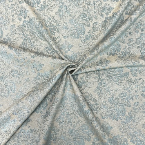 Sky Blue Shabby Chic Damask Upholstery Fabric 54" - 第 5/5 張圖片