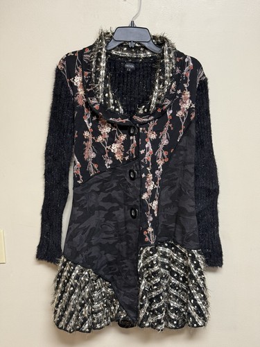 Fantazia Womens Button Up Jacket Sz S Funky Boho Cottagecore Textured Unique - Picture 3 of 13