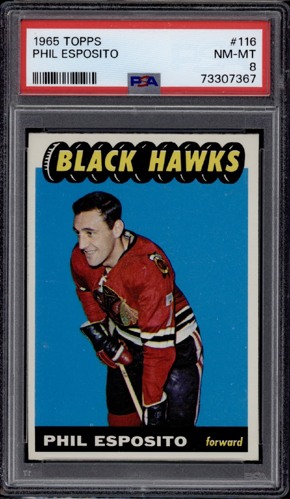 1965 TOPPS #116 PHIL ESPOSITO ROOKIE CARD PSA 8 NEAR MINT-MINT
