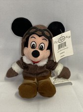 VINTAGE DISNEY STORE PILOT MICKEY MOUSE 8" MINI BEAN BAG PLUSH BRAND NEW
