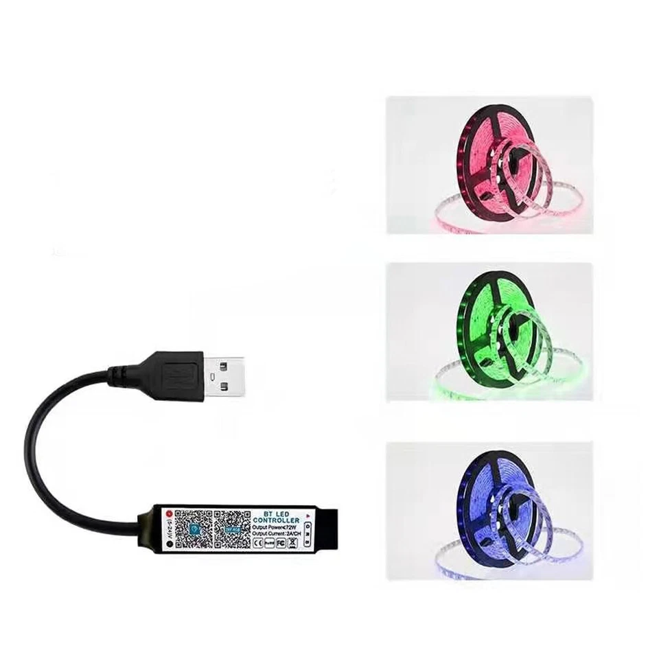 bluetooth Musik Controller Fernbedienung 5050 3528 RGB LED Strip Lampe 5V USB DC - Bild 2 von 4