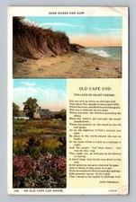 Postcard Cape Cod Poem Poetry Old House Sand Dunes Collage 1929 Vintage
