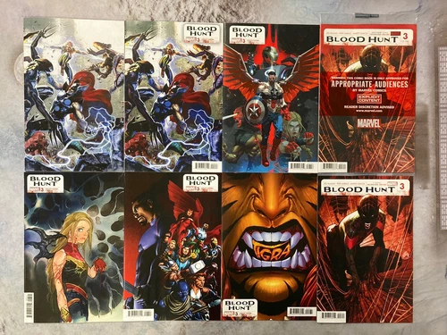 BLOOD HUNT #3 SET OF 8 RED BAND 1:100,25,10 DELLOTTO VARIANT MARVEL COMICBOOK BA