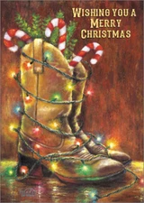 Cowboy Boots with Lights Vickie Wade Box of 18 Western Christmas Cards
