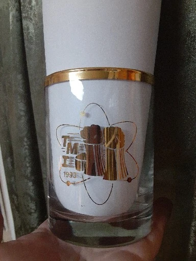 Three Mile Island TMI Super Rare Drinking Glass 1993 Gold Graphic Atomic Art