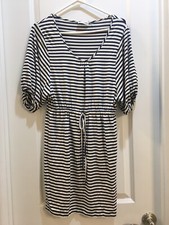 Calvin Klein Tunic Dress  Blue And White Striped Dress Waist Tie Sz 8 Length 34”