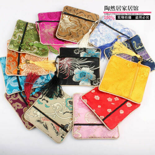 Wholesale 10pcs Square Embroidery Brocade Silk Coin Bags,Purse,Jewelry Bag - Picture 2 of 11
