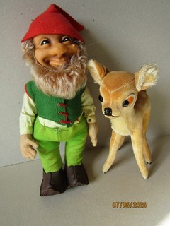 Lucki enano Steiff aprox. 30 cm y Bambi aprox. 22 cm años 50/60!