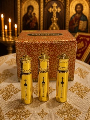 Jerusalem Heiliges Öl 3er Set Flaschen - Gesegnetes Salböl aus dem Heiligen Land