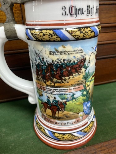 F2RARE German Lithophane regimental beer stein MUG MILITARY FACE JUG CIRCA 1905 - Picture 18 of 24