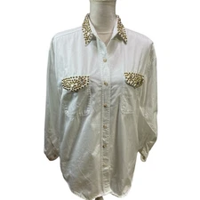 Inspirations JR Women's Western Button Down Shirt Gold Studs Rhinestones S