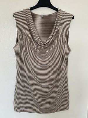 Halogen White and Brown Draped Sleeveless Tank Top Size XL