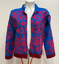 Vintage Embroidered Boho Open Front Jacket Sz Small Colorful Statement Piece