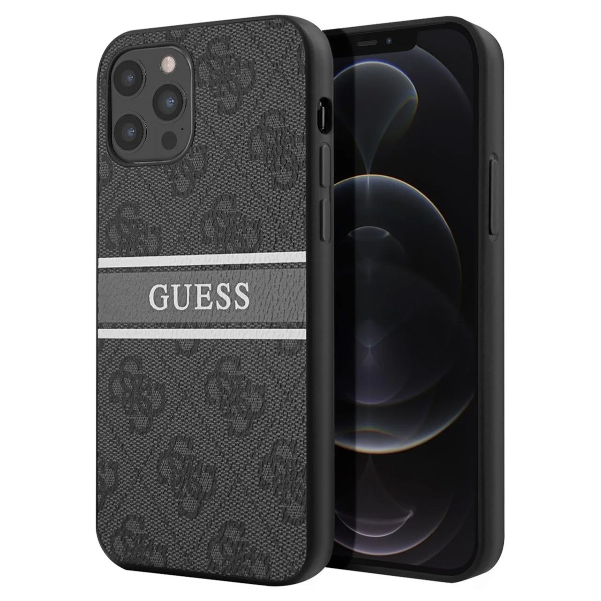 Coque pour iPhone 12 Pro Max Guess Stripe gris housse de protection