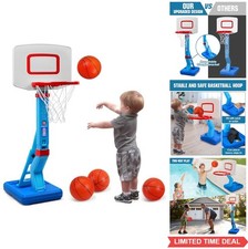 Toddler Basketball Hoop Height Adjustable 2.3-4.5FT 4 Balls Pump Included