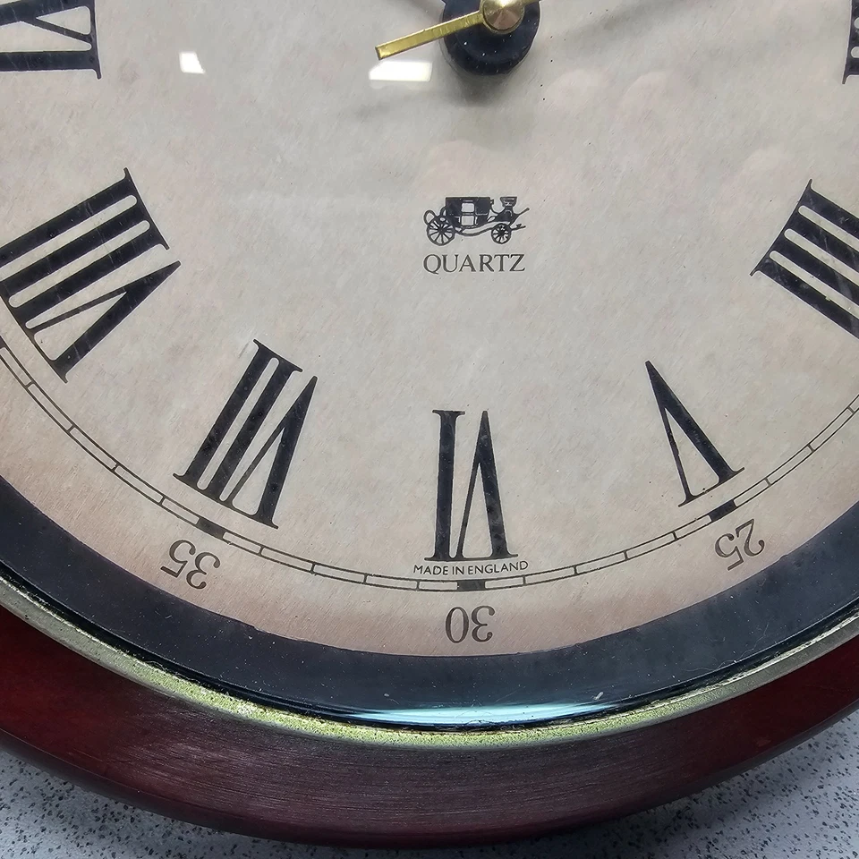 Belgravia Wooden Wall Clock Quartz Working Roman Numerals Vintage Style - Image 3 of 4