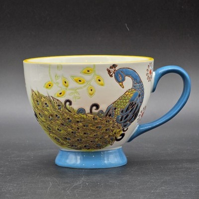 Peacock Mug Emma's Present by CW Embossed Hand Painted