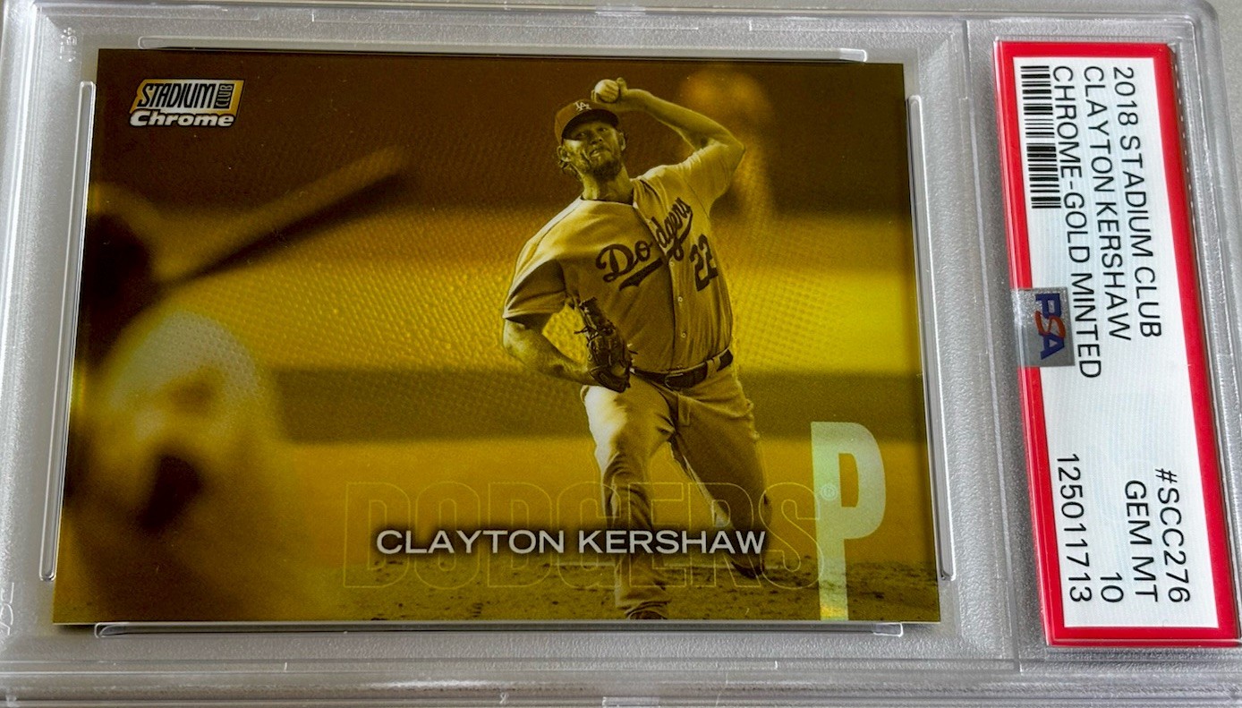 2018 Stadium Club Clayton Kershaw Chrome - GOLD Minted PSA - 10 view 2