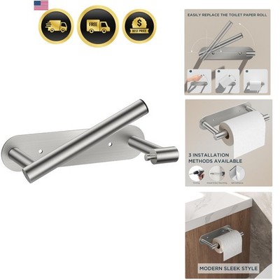 Toilet Paper Holder Wall Mount Stainless Steel Rustproof Self Adhesive & Screw