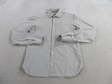 Burberry London Shirt Mens 15.5 Gray Slim Fit Micro Check Button Up Cotton Dress