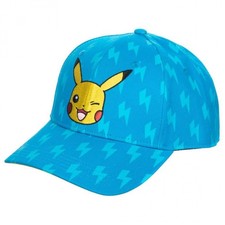 Bioworld Pokemon Pikachu Winking Blue Snapback Hat NEW