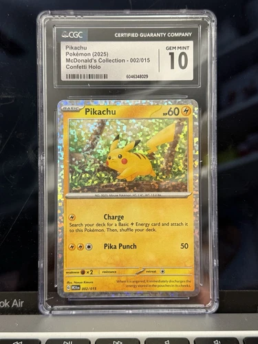 Pikachu 002/015 McDonald's Collection 2025 Holo CGC 10 Confetti Holo Pokemon 151
